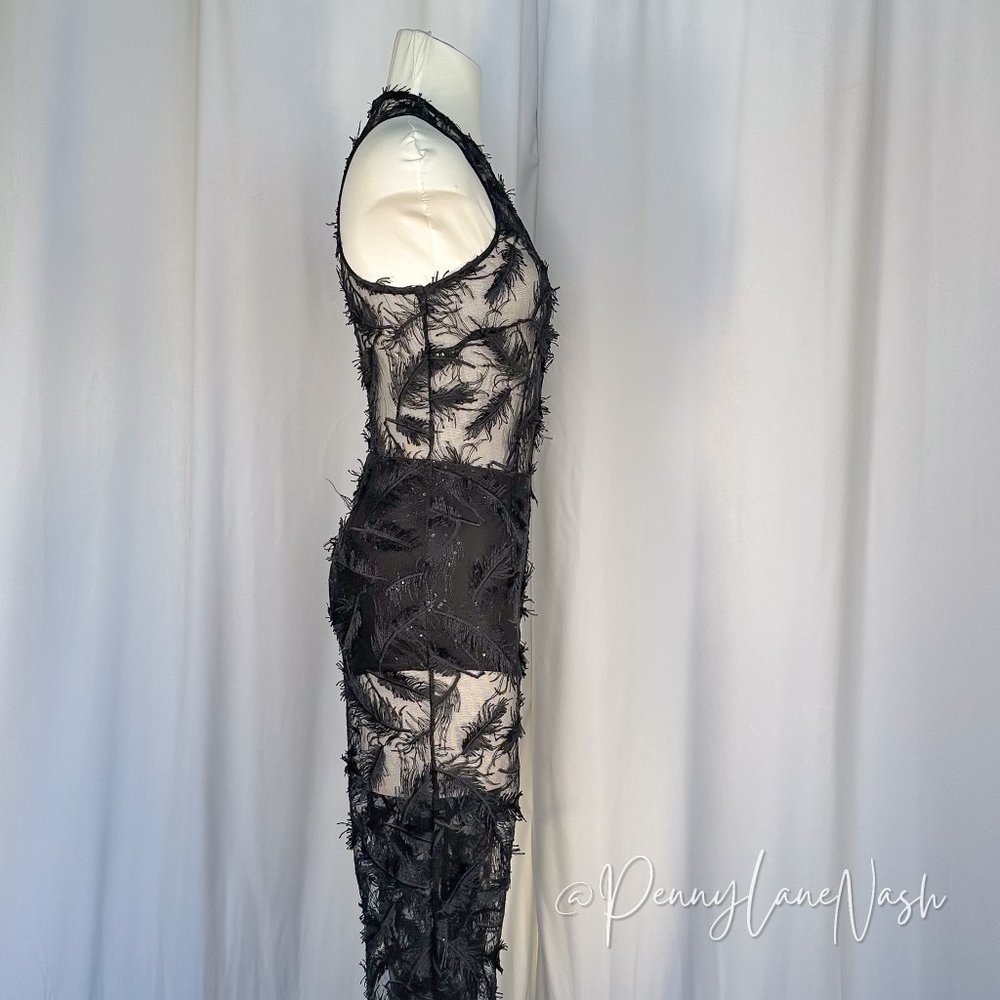 NWT L'Atiste Sexy Black Lace Applique Flare Leg Jumpsuit - Picture 6 of 14